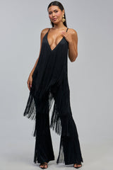 BAECATION FRINGE JUMPSUIT IN BLACK