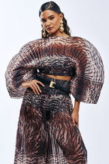 ANGELINA ANIMAL PRINT PLEATED BLOUSE
