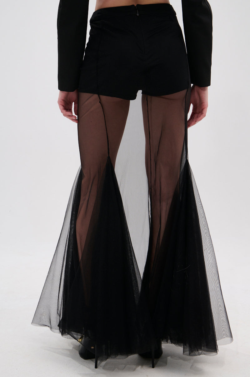 CHLOE MESH FLARE MAXI SKIRT