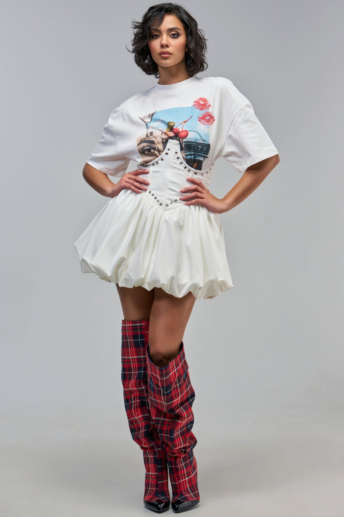 COOL GIRL LOADING MINI DRESS WITH GRAPHIC TEE ATTACHED