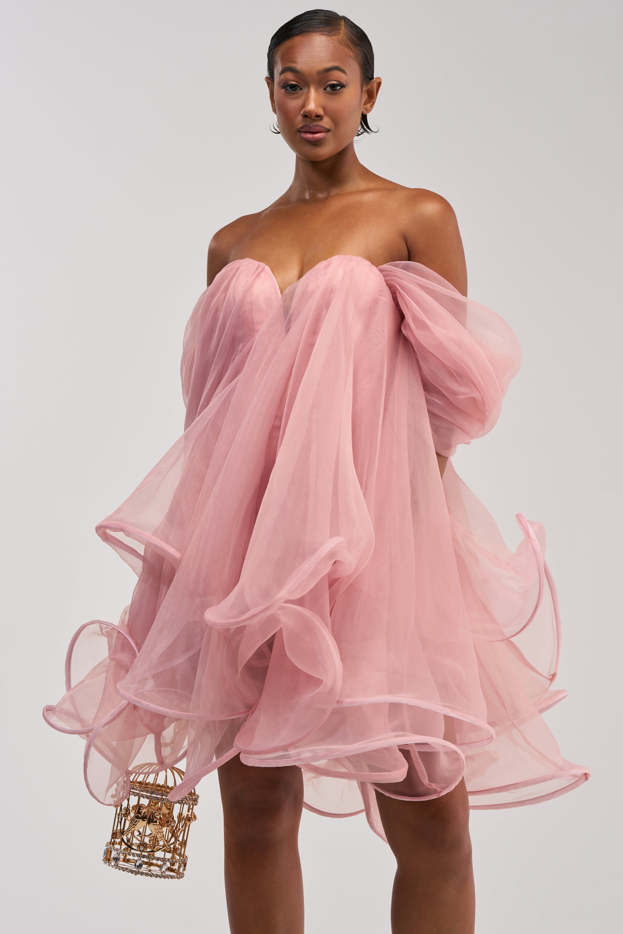 DANCE WITH ME CHIFFON MINI DRESS IN MAUVE