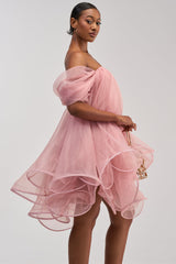 DANCE WITH ME CHIFFON MINI DRESS IN MAUVE