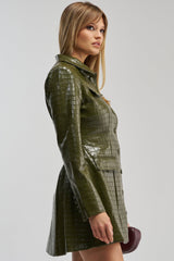 ALWAYS IN CHARGE PU MINI DRESS IN OLIVE