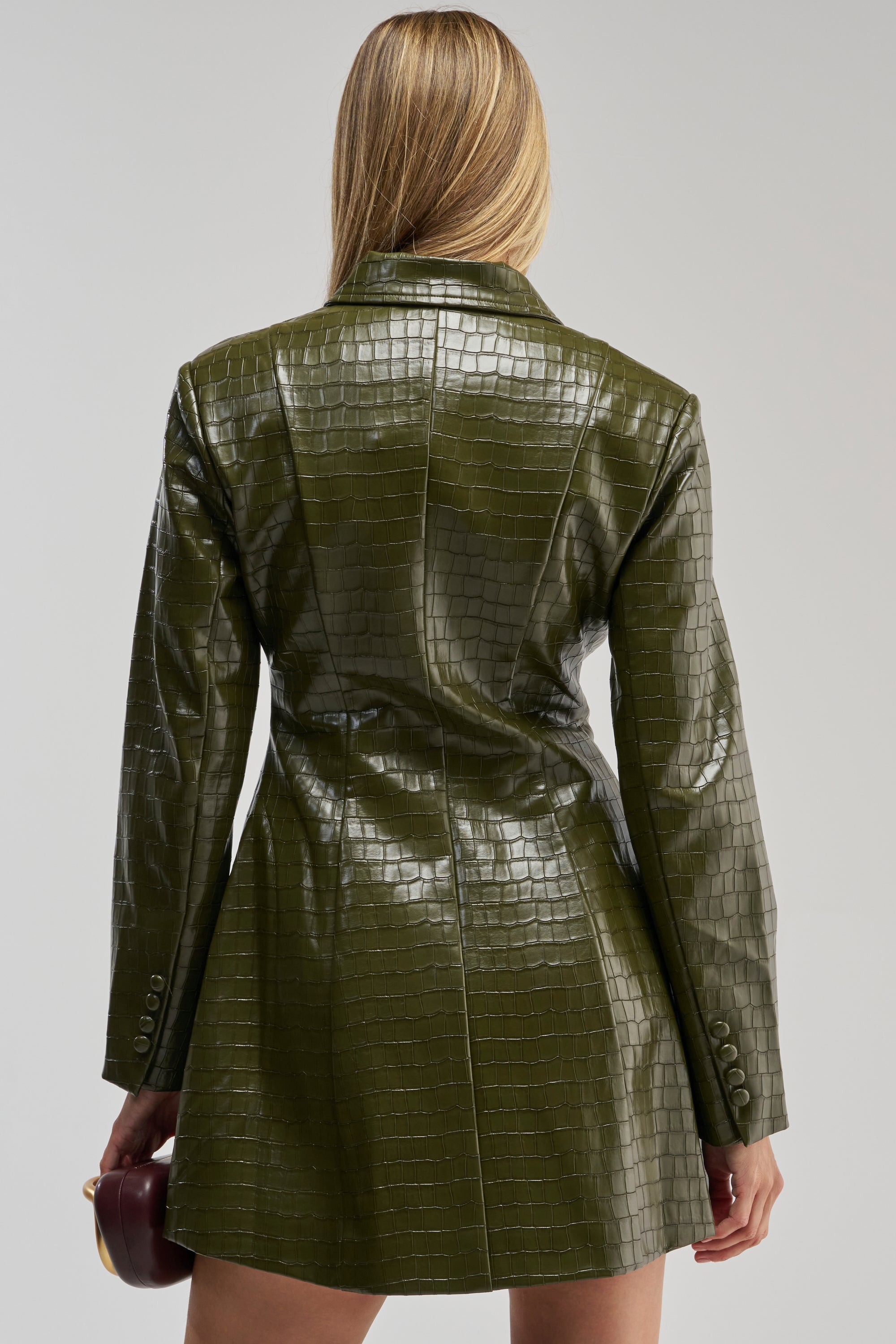 ALWAYS IN CHARGE PU MINI DRESS IN OLIVE