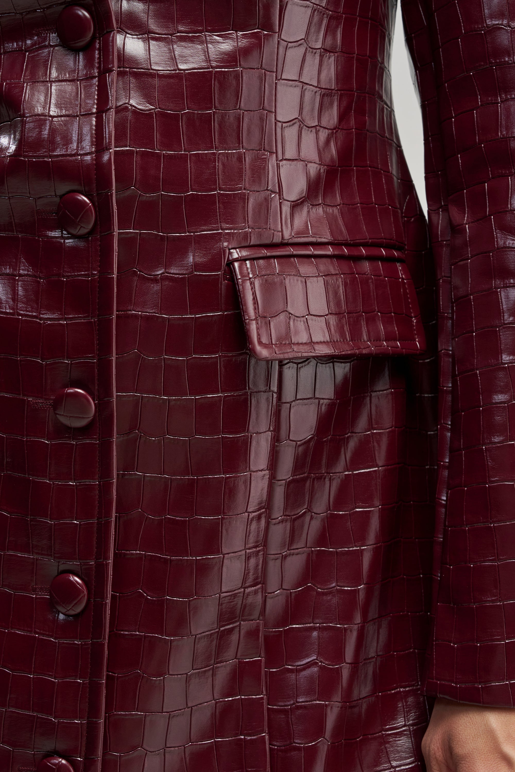 ALWAYS IN CHARGE PU MINI DRESS IN BURGUNDY