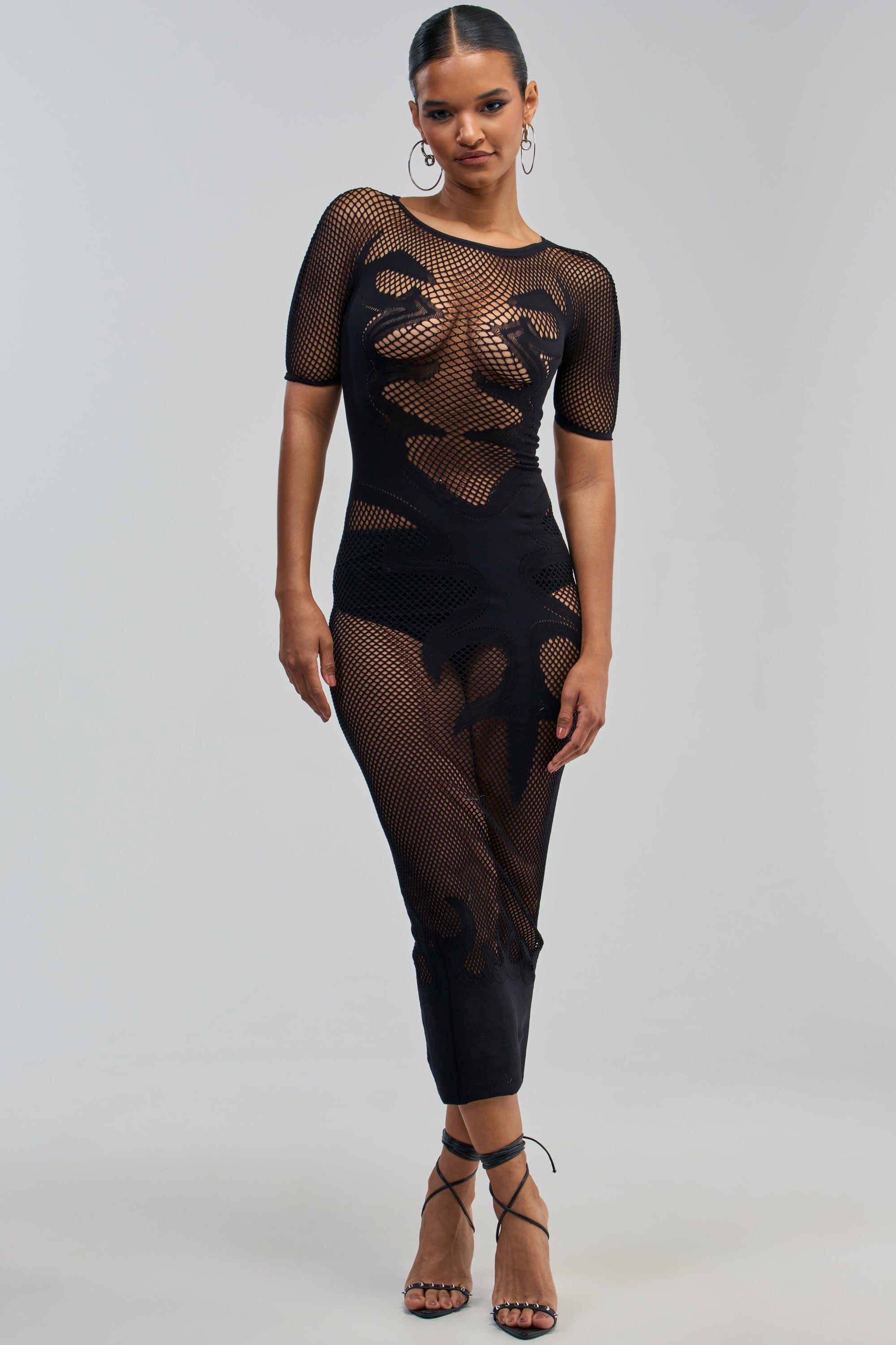 CLUB HOPPER SUPER STRETCH BODYCON MAXI IN BLACK