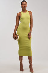 CUTIE PIE KNIT MIDI DRESS IN CHARTRUESE