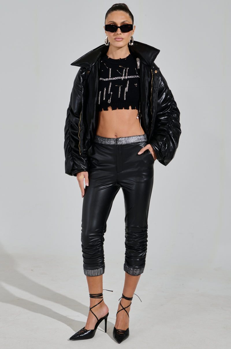 ALWAYS BEST DRESSED CAPRI IN BLACK PU