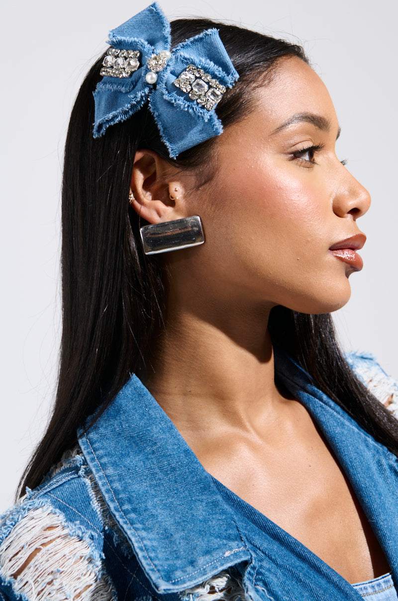 DAZZLING DENIM HAIR BOW