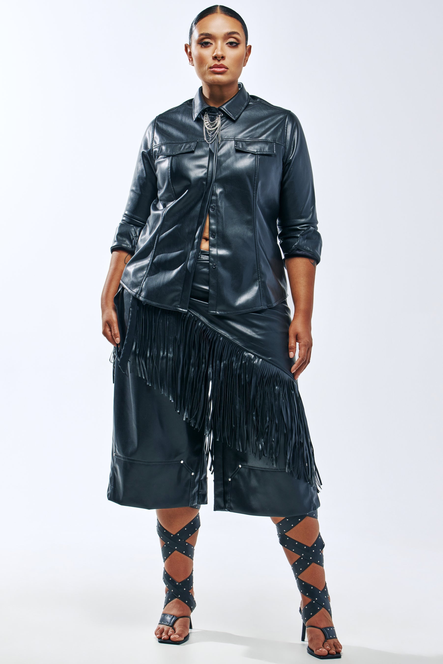 COME BACK TO ME FAUX LEATHER GAUCHO