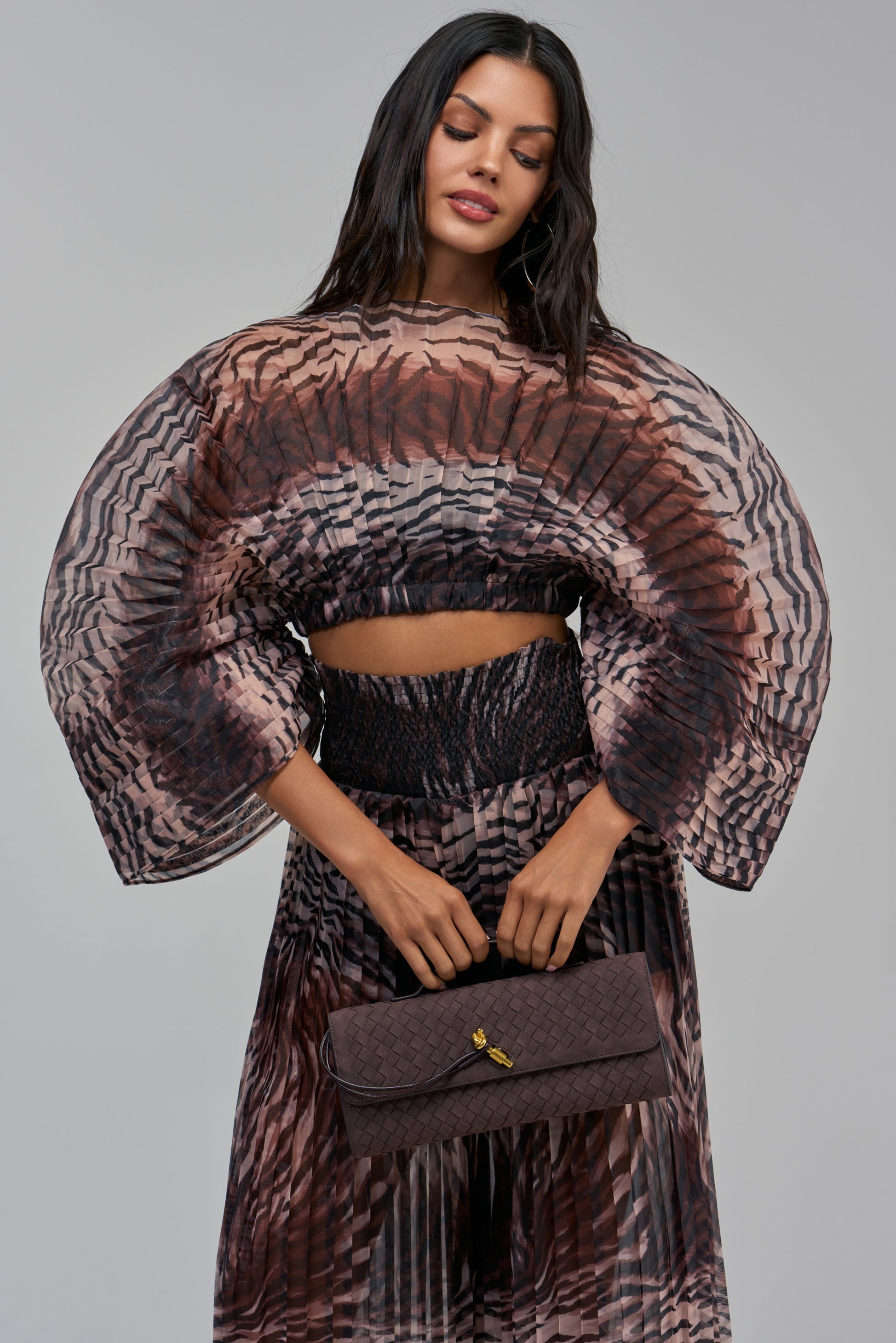 ANGELINA ANIMAL PRINT PLEATED BLOUSE