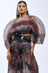 ANGELINA ANIMAL PRINT PLEATED BLOUSE