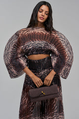 ANGELINA ANIMAL PRINT PLEATED BLOUSE