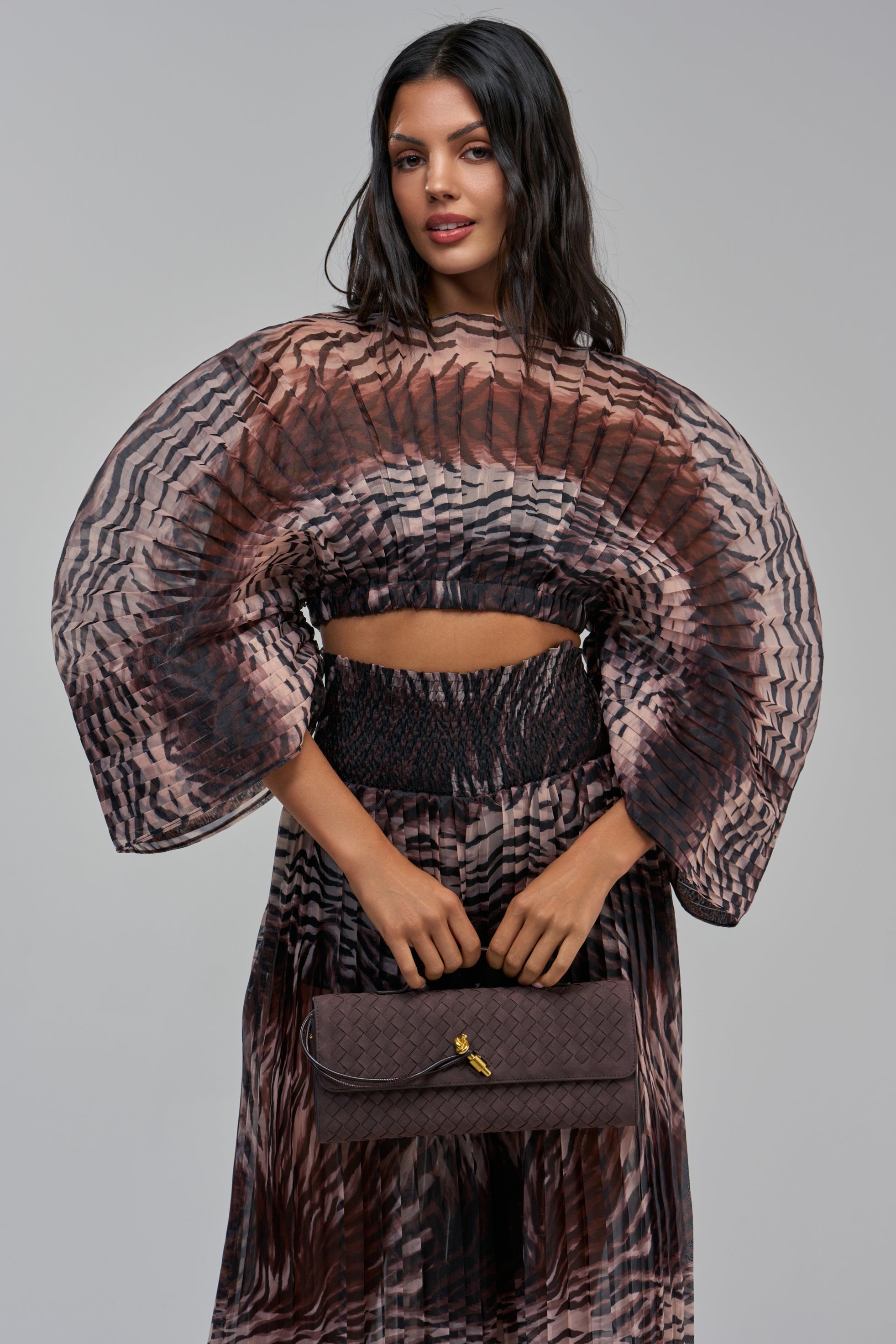 ANGELINA ANIMAL PRINT PLEATED BLOUSE
