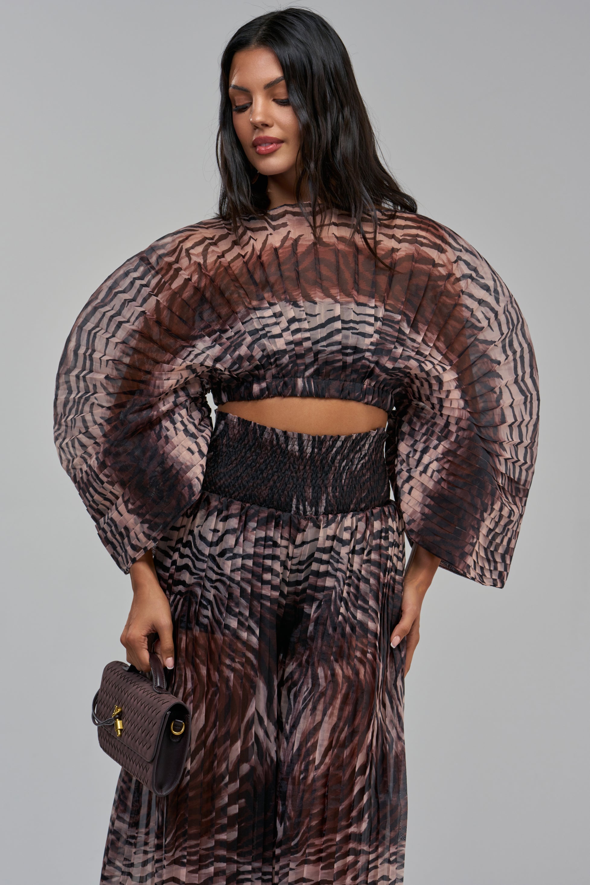 ANGELINA ANIMAL PRINT PLEATED BLOUSE