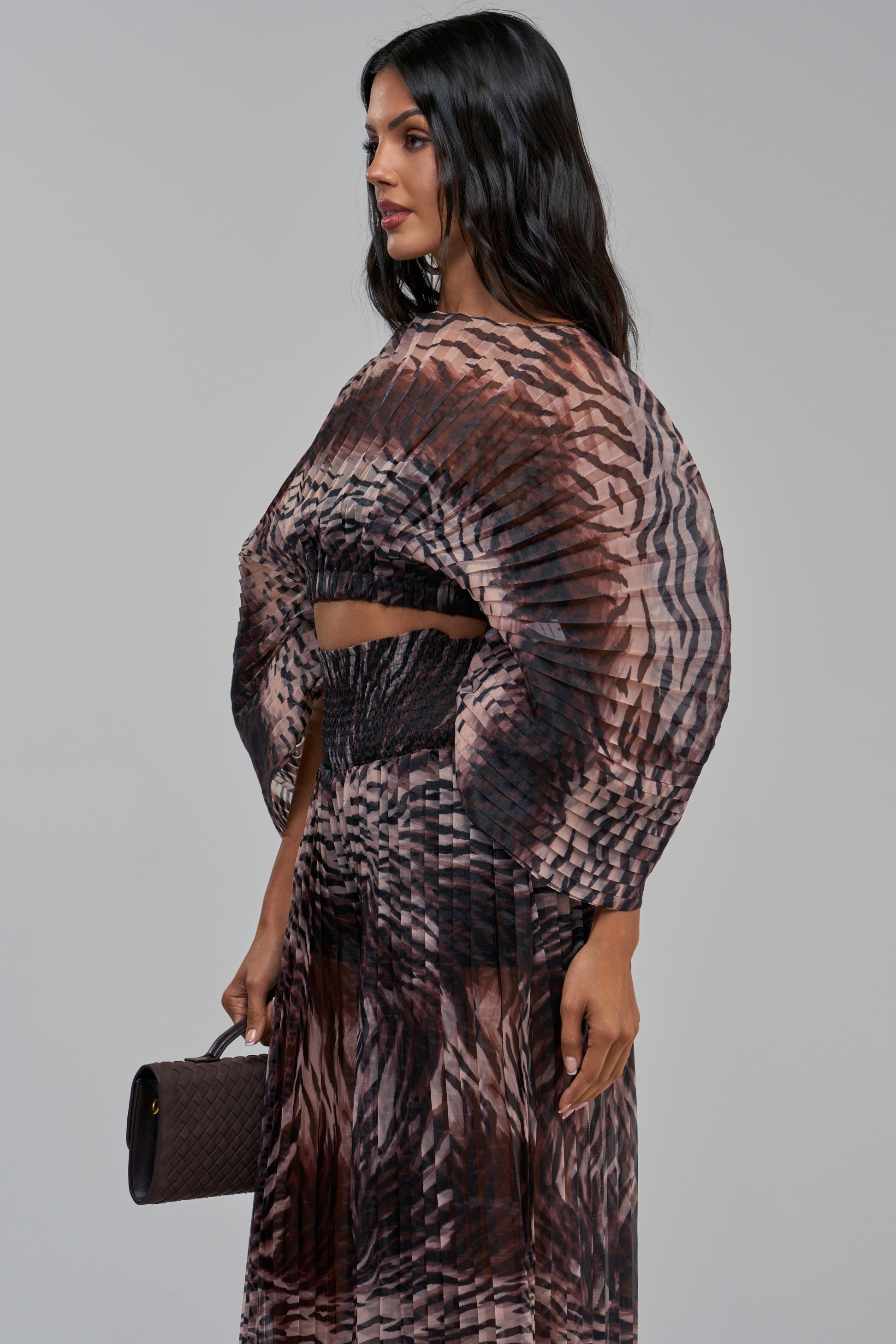 ANGELINA ANIMAL PRINT PLEATED BLOUSE