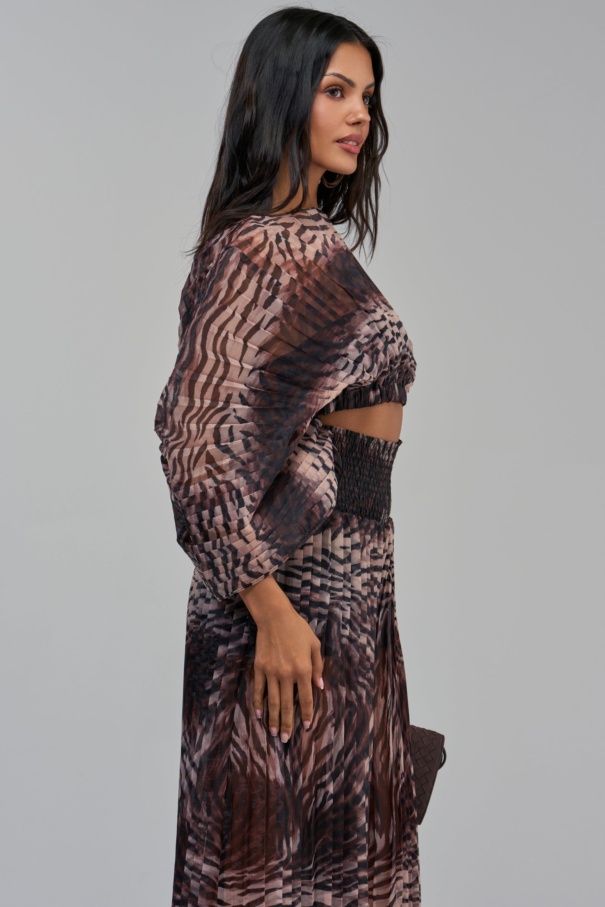 ANGELINA ANIMAL PRINT PLEATED BLOUSE
