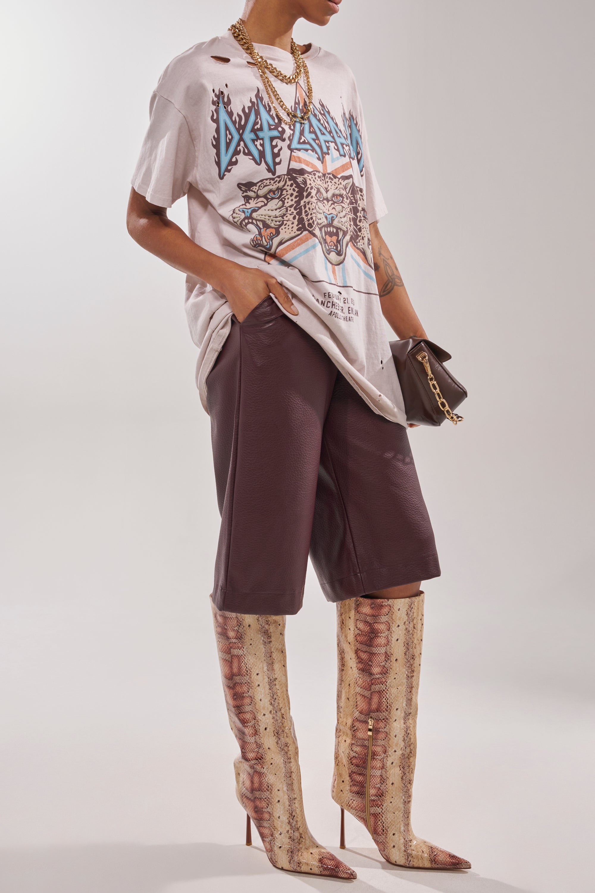 AZALEA WANG MADEYE NUDE SNAKE STILETTO BOOT