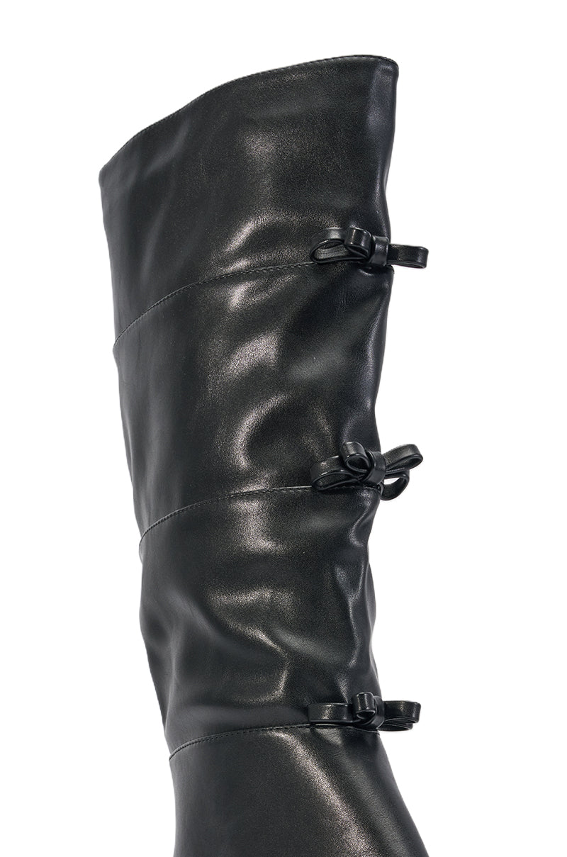 AZALEA WANG MARGUERITE BLACK PU COMBAT BOOT