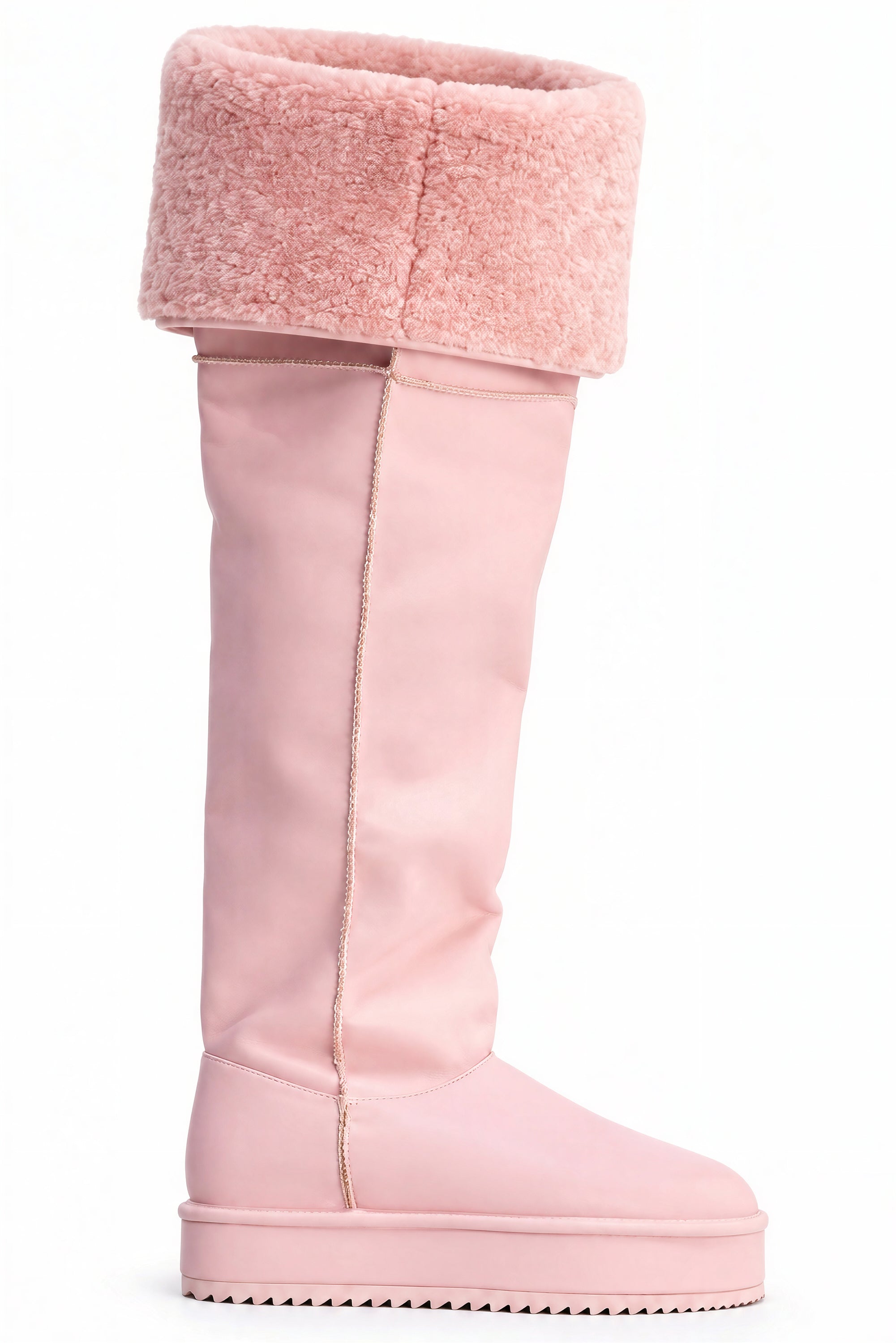 AZALEA WANG MARLOW PINK PU SHERPA FLATFORM BOOT