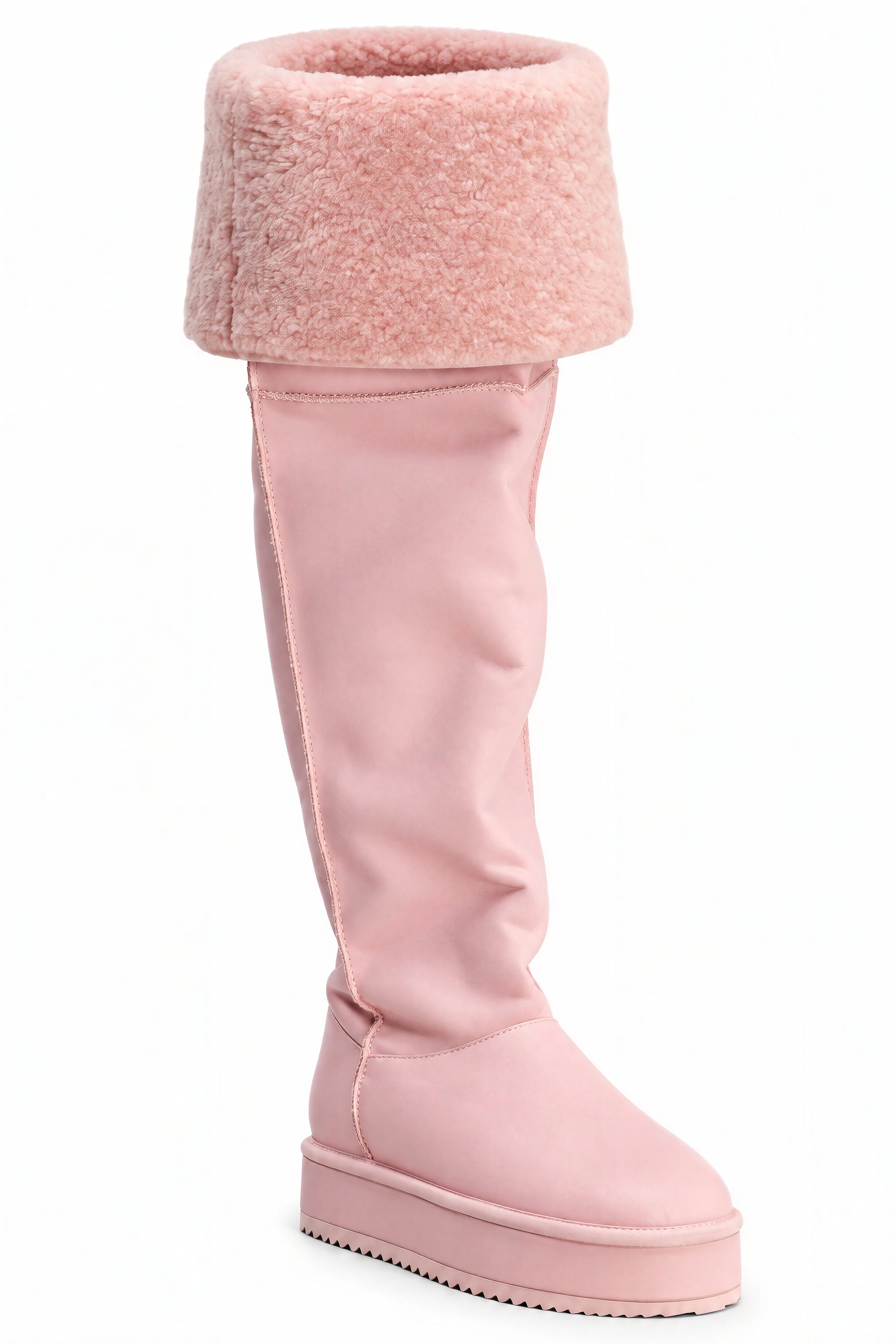 AZALEA WANG MARLOW PINK PU SHERPA FLATFORM BOOT