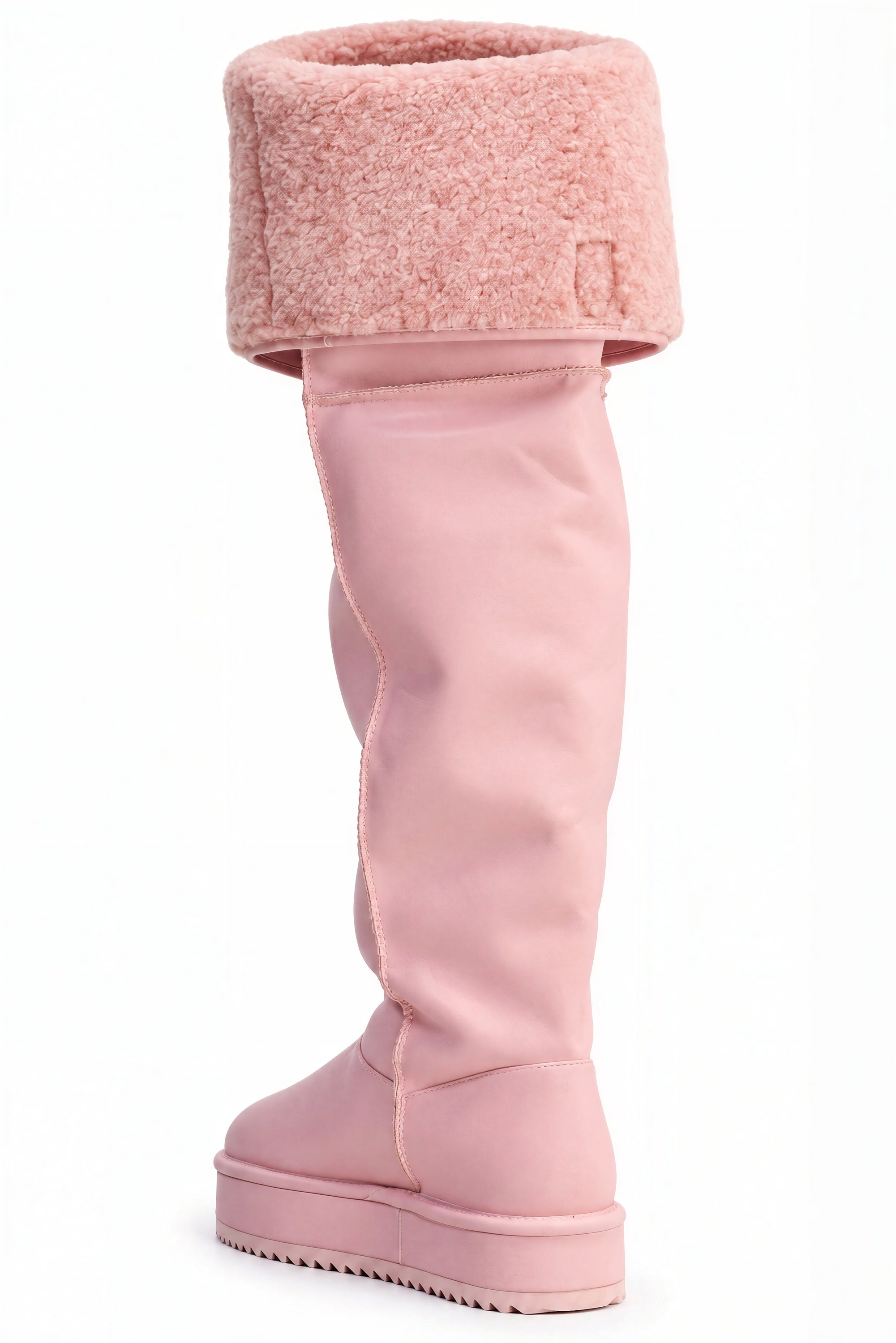 AZALEA WANG MARLOW PINK PU SHERPA FLATFORM BOOT