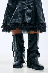 AZALEA WANG MELT BLACK SQUARE TOE BOOTIE