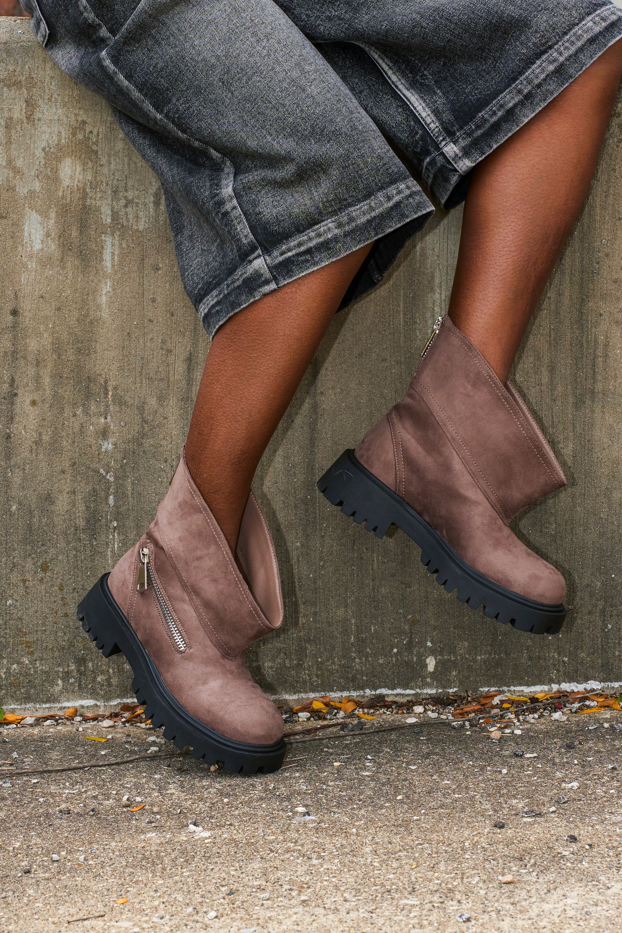 AZALEA WANG MOHSEN MOCHA COMBAT BOOTIE