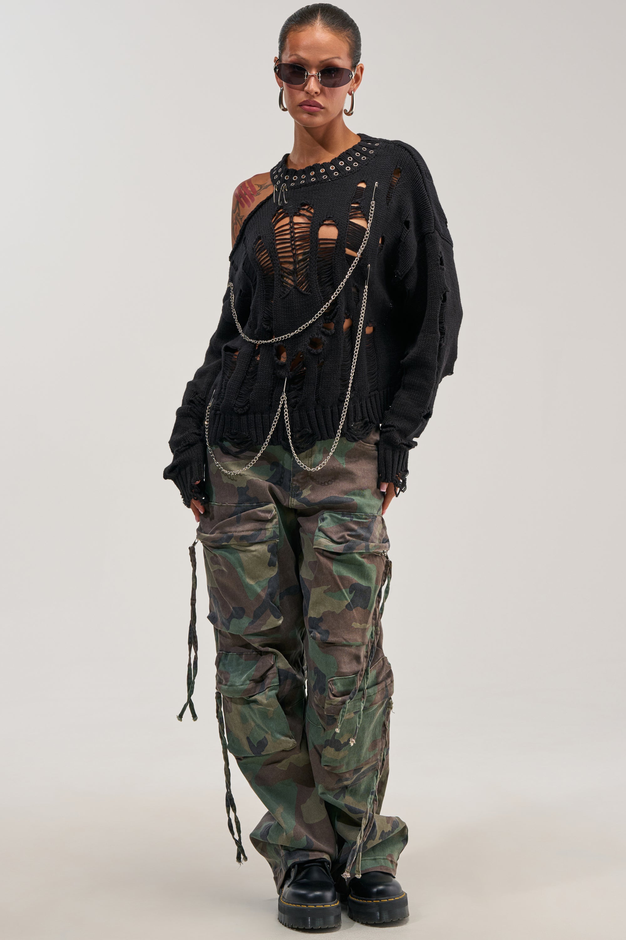 CHOPPED UP DISTRESSED SWEATER