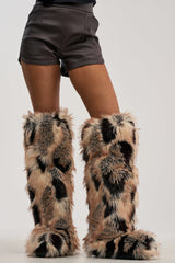 AZALEA WANG SHIVER BROWN FLAT FUR BOOT