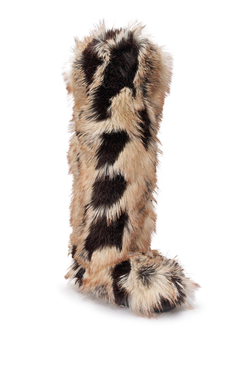AZALEA WANG SHIVER BROWN FLAT FUR BOOT
