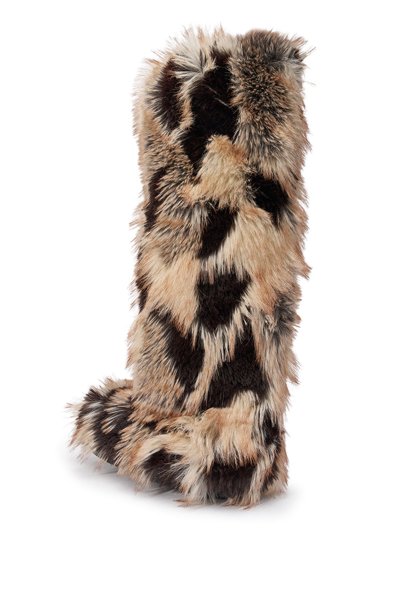 AZALEA WANG SHIVER BROWN FLAT FUR BOOT