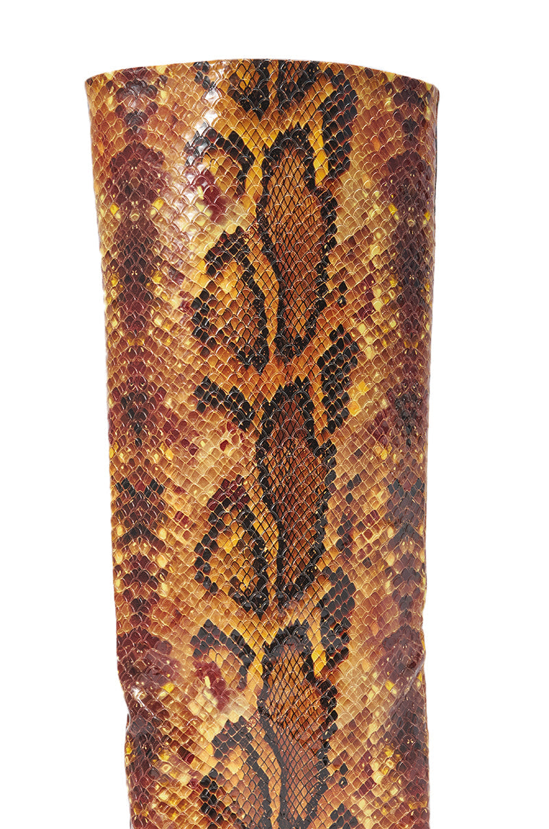 AZALEA WANG SIMONE ORANGE SNAKE STILETTO BOOT