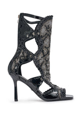 AZALEA WANG SOLANGE SILVER SNAKE RHINESTONE GLADIATOR SANDAL