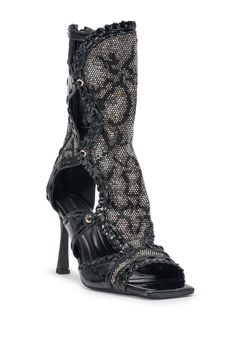 AZALEA WANG SOLANGE SILVER SNAKE RHINESTONE GLADIATOR SANDAL