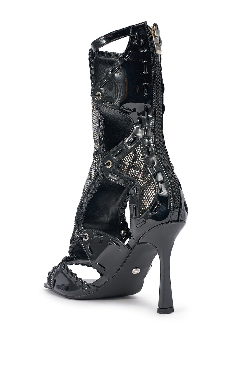 AZALEA WANG SOLANGE SILVER SNAKE RHINESTONE GLADIATOR SANDAL
