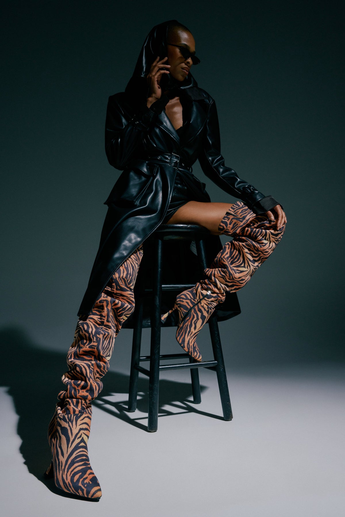 AZALEA WANG STEPHAN TIGER THIGH HIGH BOOT