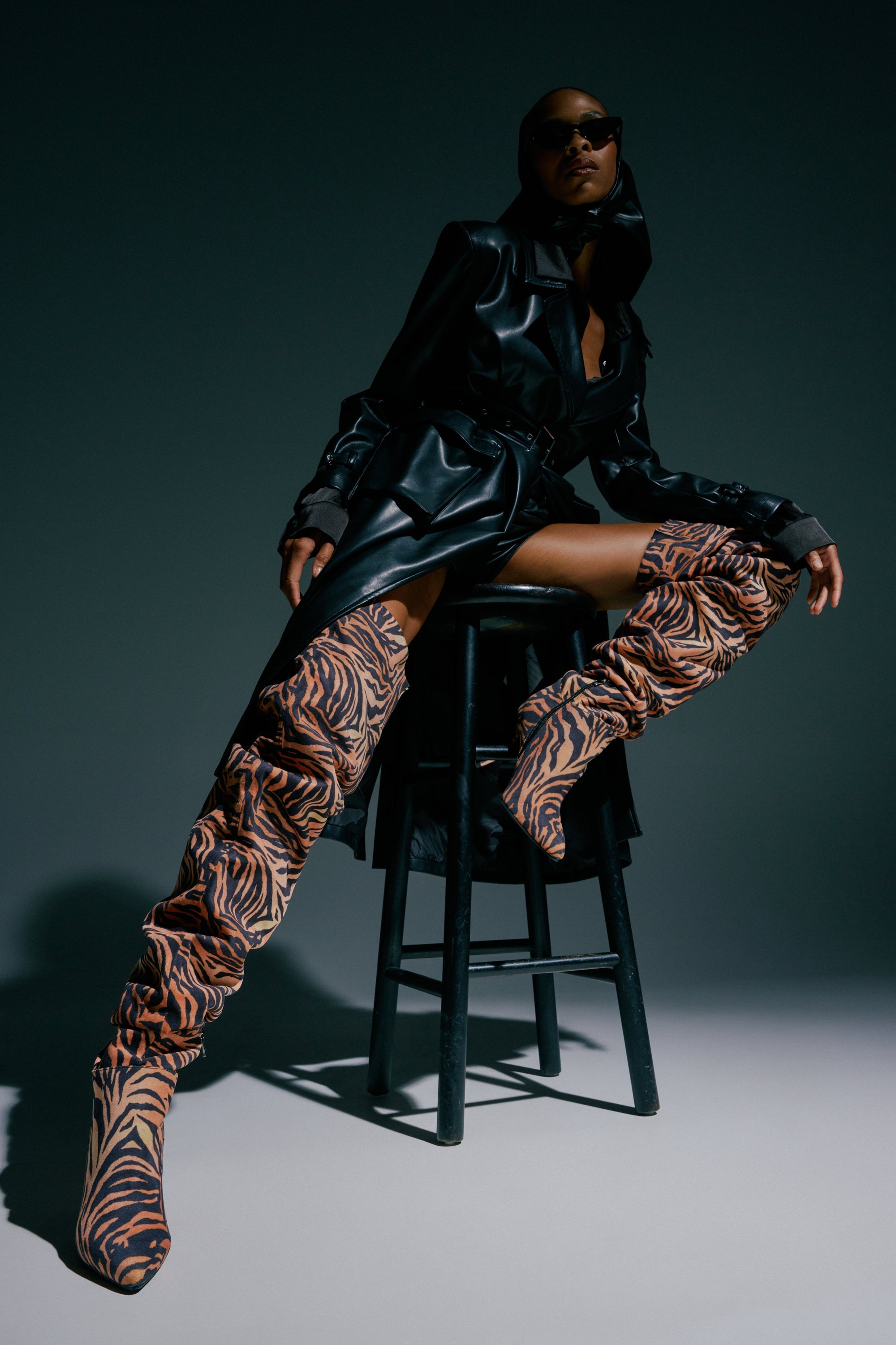 AZALEA WANG STEPHAN TIGER THIGH HIGH BOOT