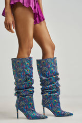 AZALEA WANG STERRE PEACOCK STILETTO RUCHED BOOT