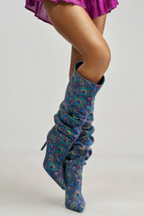 AZALEA WANG STERRE PEACOCK STILETTO RUCHED BOOT