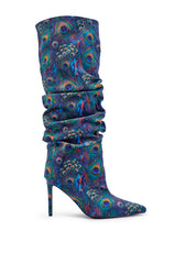 AZALEA WANG STERRE PEACOCK STILETTO RUCHED BOOT