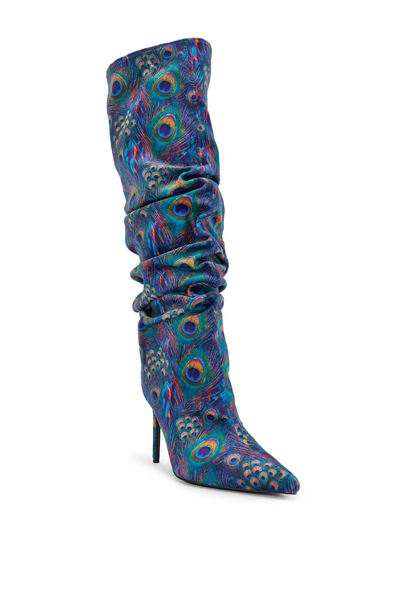 AZALEA WANG STERRE PEACOCK STILETTO RUCHED BOOT