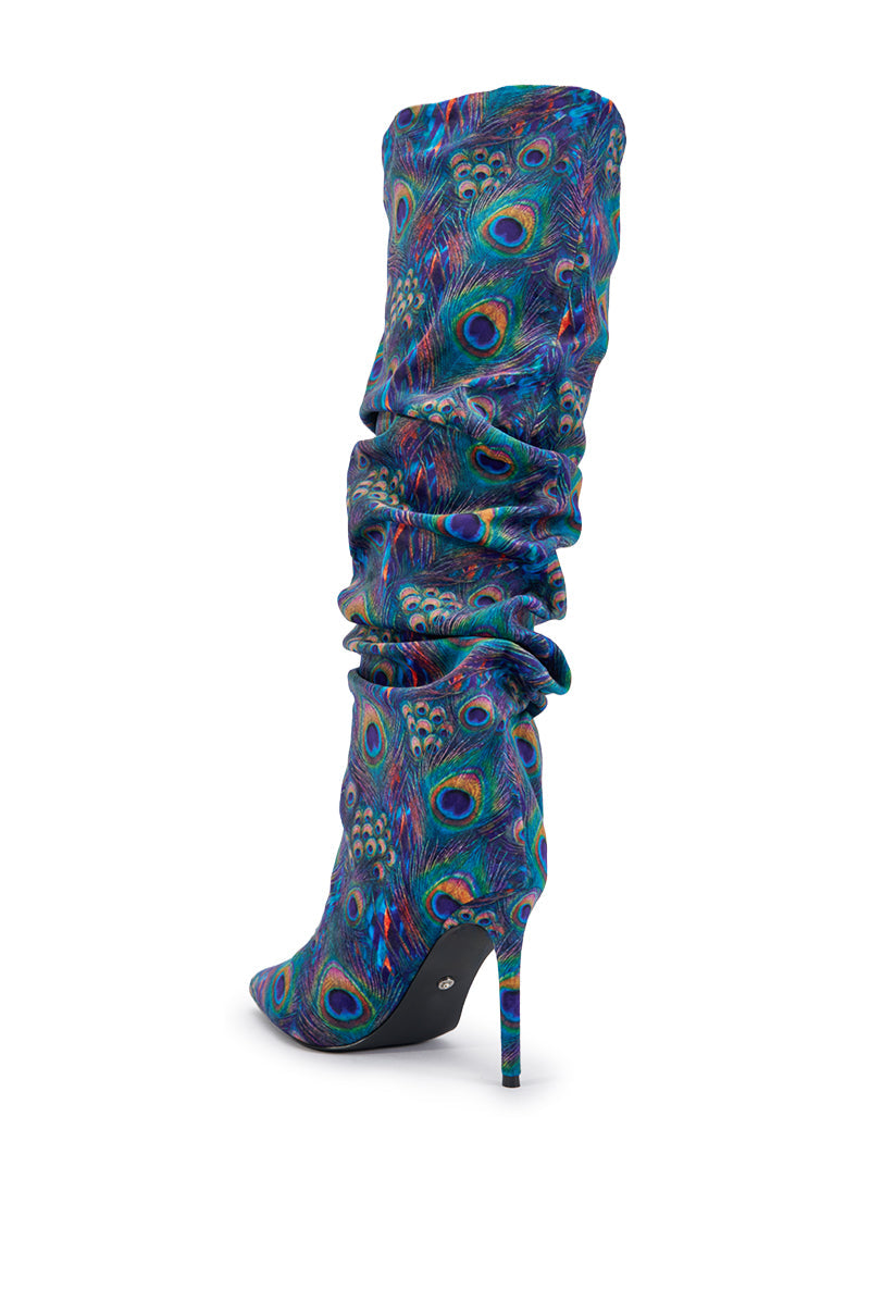 AZALEA WANG STERRE PEACOCK STILETTO RUCHED BOOT
