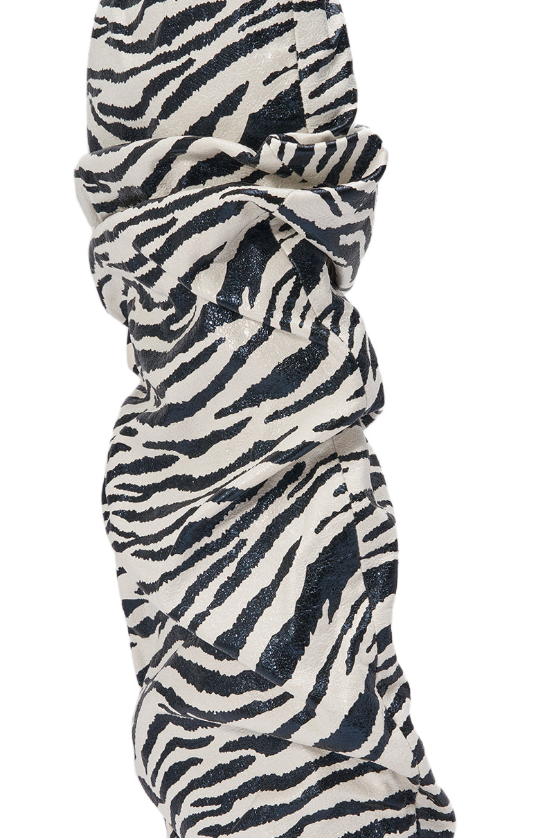 AZALEA WANG STERRE BLACK AND WHITE ZEBRA PRINT STILETTO BOOT