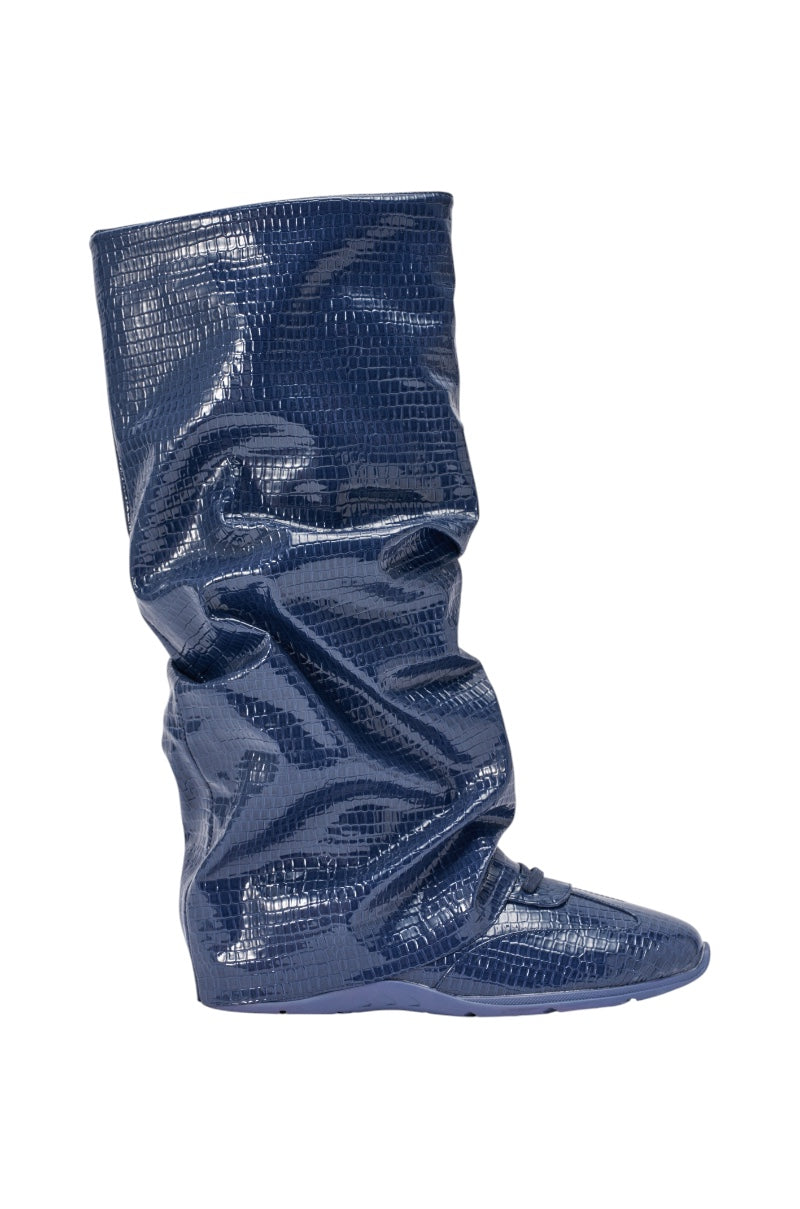 AZALEA WANG STRIDE NAVY CROC SNEAKER BOOT