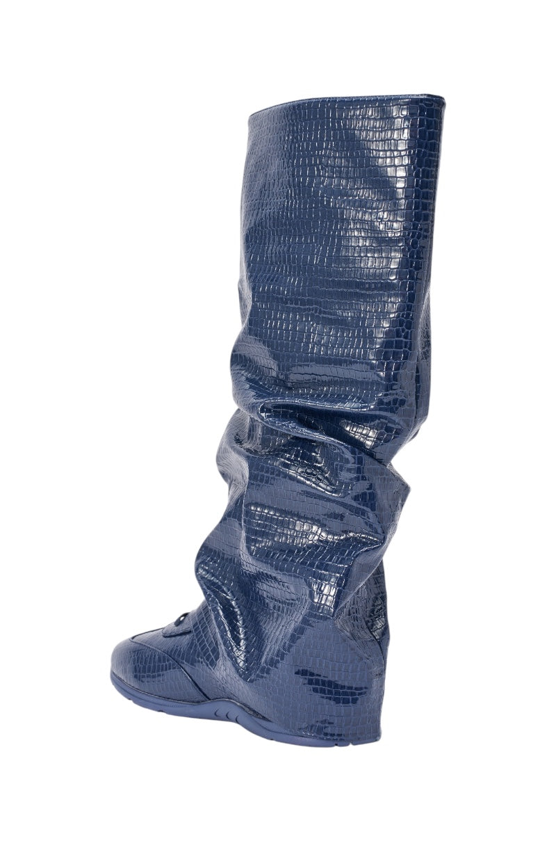 AZALEA WANG STRIDE NAVY CROC SNEAKER BOOT