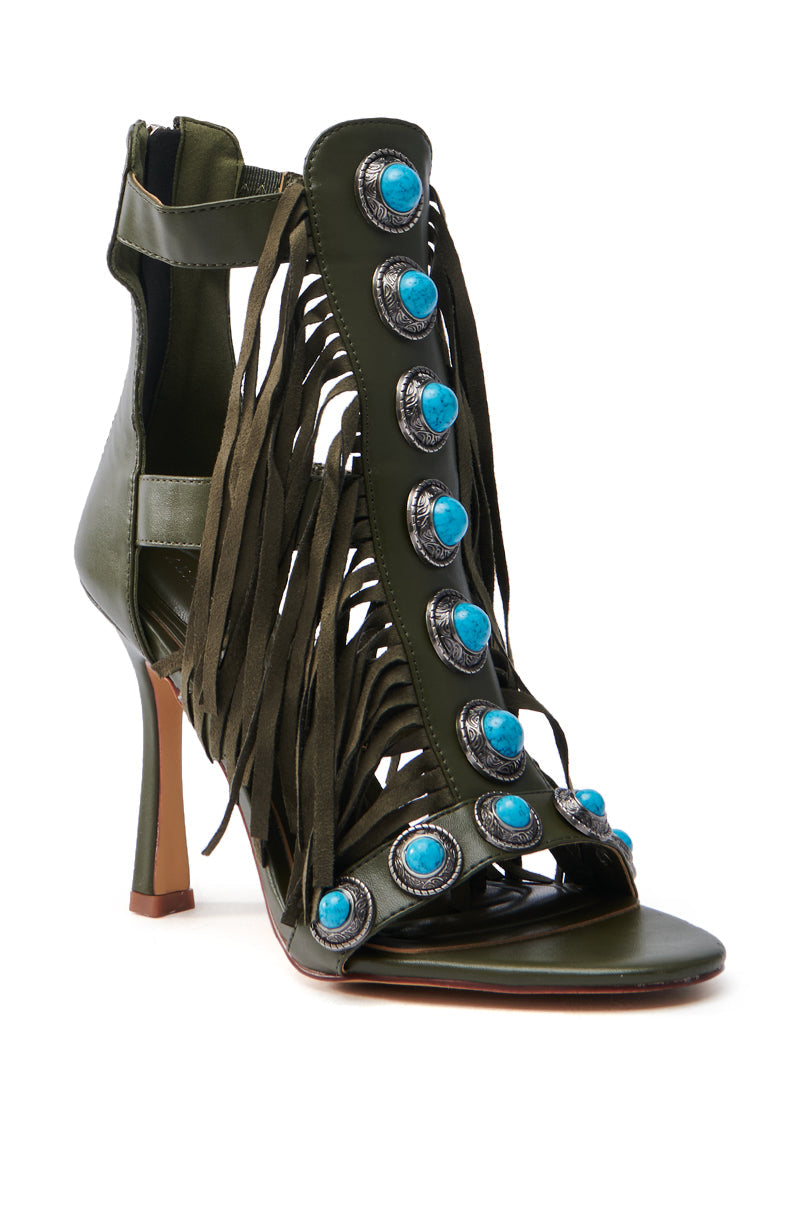 AZALEA WANG SUMAC OLIVE WESTERN SANDAL