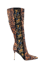 AZALEA WANG TULANE TIGER AND FLORAL STILETTO BOOT
