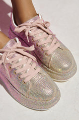 AZALEA WANG TANGY PINK OMBRE RHINESTONE SNEAKER