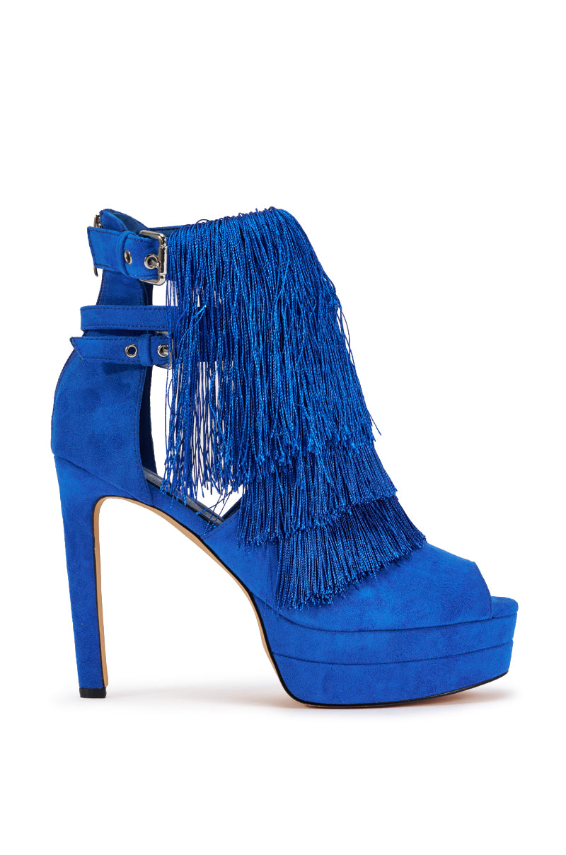 AZALEA WANG TATJANA BLUE FRINGE STILETTO SANDAL